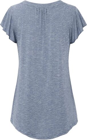 Women's V Neck Pleated tunic shirts Ruffle Sleeve T Shirt Flowy Plus Size Blouse Top in Saudi Arabia
