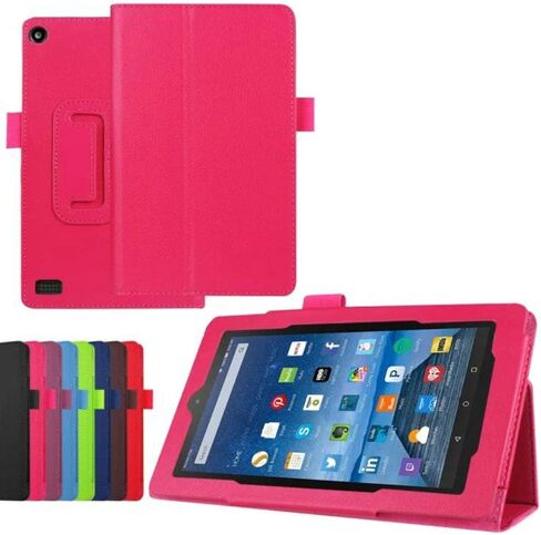 for Amazon Kindle New Fire 7 2015 HD7 SV98LN 7" Cover (5th Generation, 2015 Release) Luxury Folio Stand PU Leather Case (Li-Black) in Saudi Arabia