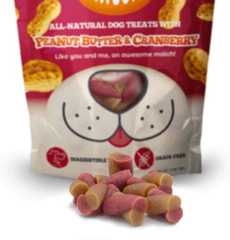 Awesome Pawsome Peanut Butter & Cranberry, All Natural Dog Treat, Grain Free Snacks for Dogs of All Ages, Fun Bite-Sized Shapes Dog Treats, Crafted in New Zealand, 3oz in Saudi Arabia