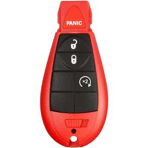 1 New Red 4 Buttons Remote Start Car Key Fob Fobik Shell / CASE IYZC01C for Dodge Challenger Charger Durango Chrysler Town Country Grand Caravan Journey & Ram (No Electronics or Chip Inside)