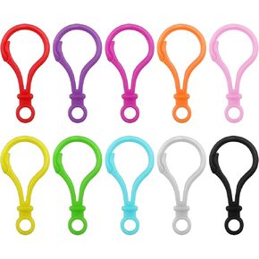 HUAJIAN 100PCS Keychain Clip,Mixed Colors Hard Plastic Key Chains for Hanging Ornaments Crafts Keychain Hook DIY Handmade,Toys Craft Clasps（100PCS）
