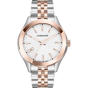 Ferragamo Classic Collection Luxury Womens Watch Timepiece with a Two Tone Bracelet Featuring a Two Tone Case and Silver Dial in Saudi Arabia