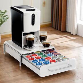 K Cup Holder Drawer, Compatible with K-Cups, 30 Pods Capacity, K Pod Drawer Organizer for Countertop, Coffee Machine Base. (White)