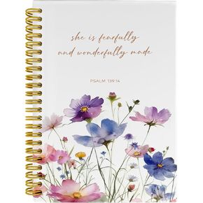 Christian Bible Journals for Women, Christian Notebook, Prayer Journal for Women, Bible Notebooks for Note Taking, She is Fearfully and Wonderfully Made Spiral Notebook 5.5x8.3 with 164 Pages