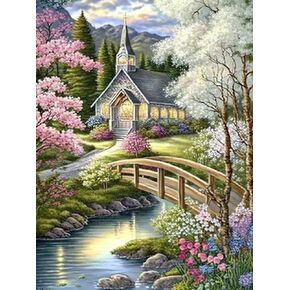 Kaliosy 5D Diamond Art Painting Kits for Adult River Cottage by Number Kits, Paint with Diamonds Art Landscapes DIY Full Drill, Crystal Craft Cross Stitch Embroidery Decoration (12x16inch) 30x40cm