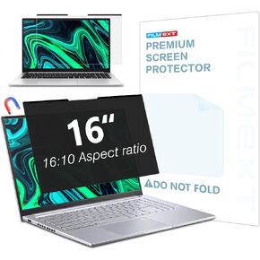 FILMEXT Magnetic Laptop privacy screen 16 inch for 16:10 Widedisplay, Removable Laptop Privacy Screen Shield Anti Glare Blue Light Filter for HP/Dell/Acer/Lenovo/Asus