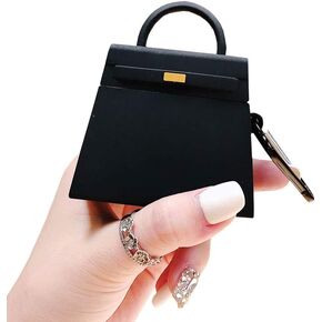 Compatible with Earbuds Case Airpods 1 & 2, Fashion Hand Bag Design Wireless Earphone Protector Soft Silicone Shockproof Accessories Black