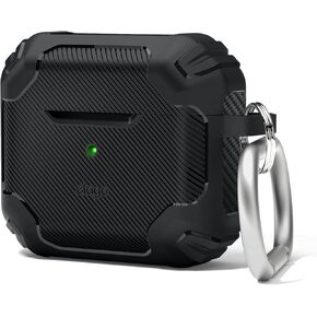 elago Solid Armor Case Compatible with AirPods 3rd Generation Case - Compatible with AirPods 3 Case Cover, Shock Absorbing Design, Durable TPU, Supports Wireless Charging, Full Body Protection (Black)