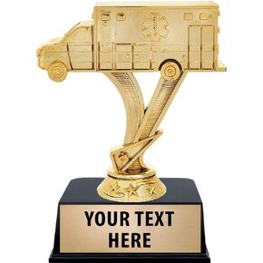 Crown Awards Ambulance Trophies with Custom Engraving, 6" Personalized Gold Ambulance Trophy On Black Base Prime in Saudi Arabia
