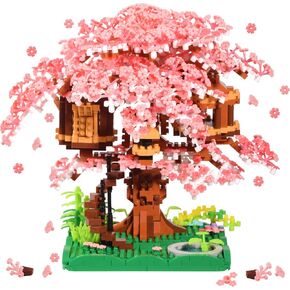 Cherry Blossom Bonsai Tree Mini Bricks Building Set, Japanese Purple CherryTree House Micro Blocks Model for Adults, Flowers House 2200PCS, Creative Gift Toys for Kids Age of 14+