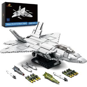 JMBricklayer F-22 Raptor Fighter Jet Building Block Set, Military Airplane Toy Army Construction Sets, Toys Gifts for Kids 14+, Adults and Military Fans 60003