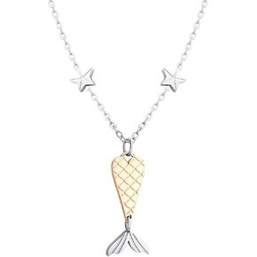555Jewelry Stainless Steel Little Mermaid Pendant Fashion Necklace for Girls, Chain Size 18 inch