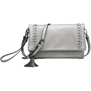 Jen & Co. Isadora Wristlet - Distressed Whipstitch Tassel - Vegan Leather Crossbody Handbag Purse