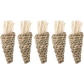 5pcs Rabbit Chew Toy, Woven Carrot Toss Toys Hamster Molar Wood Grass Carrot Toys for Small Animal Pets
