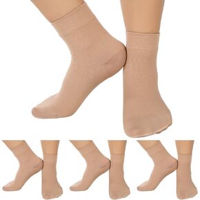 Shinymoon 4 Pairs Ankle Compression Socks 15-20 mmHg Closed Toe Ankle Compression Sleeve Ankle Brace Support Sleeve Plantar Fasciitis Socks for Women Men Swelling (Nude Color)