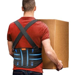 Work Back Brace Support with Removable Suspender Straps,for Heavy Lifting Safety-XL