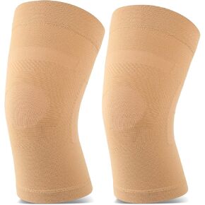 Knee Sleeves, 1 Pair, Could Be Worn Under Pants, Lightweight Knee Compression Sleeves for Men Women, Knee Brace Support for Joint Pain Relief, Arthritis, ACL, MCL, Sports, Injury Recovery, Beige M