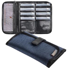 Slim Folding Pill Organizer with 8 Certified Food Grade Zip-Close Pill Pouches for Travel and Home Medication Storage