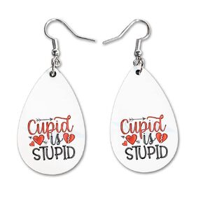 Denim Heart | Valentines Day Dangle Earrings Set | Cute Girls Womens Jewelry Earings | Double Sided Print | Holiday Gifts |Vday Present Girlfriend Wife Adorable Fashion Accessories