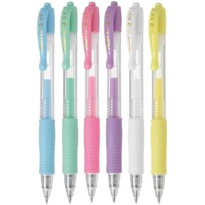 Pilot G2 07 Assorted Colour Pack Fine Retractable Gel Ink Pen 0.7mm Nib 0.39mm Line Width Refillable BL-G2-7 (1 Pastel - 6 Pens)