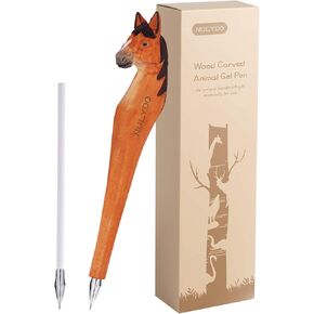 100% Handmade Wood Carved Animal Gel Pen | Horse, Cute Stationary School Supply Office Supply, Fun Pen Novelty Writing Pen, Unique Gift Pen for Animal Lovers