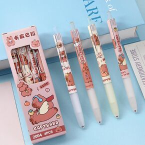 6 Pcs Gel Ink Pens Retractable Pens Cute Capybara Pen 0.5mm Black Ink Pen Writing Pens Office School Supplies for Girls Boys Women Men (Capybara 4Pcs)