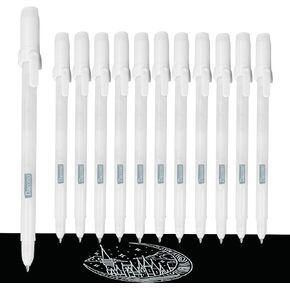 White Pen, 12 Pack, 0.8mm Extra Fine Point, White Gel Ink Pens for Artists, White Gel Pen, White Ink Pen, White Pen for Art, White Pens for Black Paper, White Drawing Pens, White Art Pen