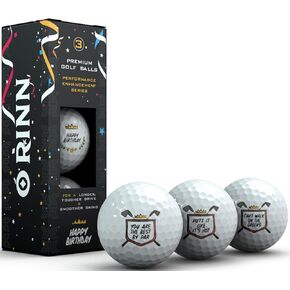 O'RINN Happy Birthday Golf Balls for Men - 3 Pack Funny Golf Gift for Dad, Mom, Son, Daughter, Friends, Boss and Coworker with 3 Messages | Funny Golf Balls for Men and Women | Cool Golf Balls Golf