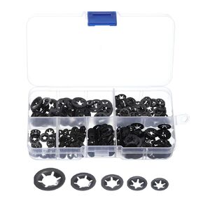 uxcell 420 Pcs Internal Tooth Washers Set, 5 Sizes M2/M2.5/M3/M4/M5 Quick Star Locking Washers, 65Mn Steel Push on Speed Clips Fasteners