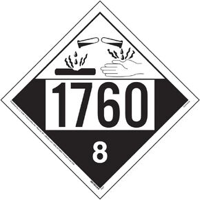 1760 Placard, Class 8 Corrosive 25-pk. - 10.75" x 10.75" Polycoated Tagboard for Temporary Applications - J. J. Keller & Associates - Complies with DOT Hazmat Placard Requirements