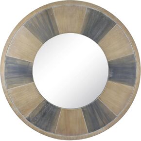 مرآة حائط خشبية مستديرة ثلاثية الألوان من Stonebriar مقاس 27.5 بوصة مع شماعة مرفقة، ديكور ريفي مزخرف لغرفة المعيشة وغرفة النوم والحمام والممر والمدخل in Kuwait