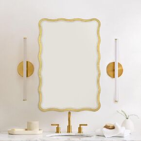 TEHOME Antique Gold Foil Bathroom Beveled Mirror 24 by 36 inches Rectangle vanity mirror