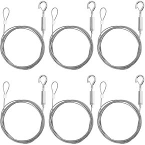 6 PCS Picture Hanging Wire, Adjustable Steel Wire Rope Picture Hanging, Mirror Hanging Wire Frame Hanging Rope for Paintings, Picture Frames, Mirrors, Billboards, Hold Up to 77Lbs