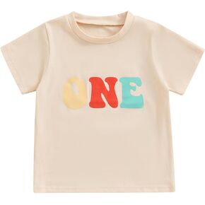 Baby Girls Boy Birthday Outfits One/Two/Three Letter T-shirt Onesie Bubble Top Cake Smash Sweatshirt Summer Clothes