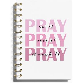 Prayer Journal, Pink Preppy Notebook - Pray on It Pray over It Pray Through It, Christian Gifts Journal, Daily Prayer Journal, Christian Journal, Christian Notebook for Women, 5.5x8.3 Inches