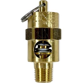 Brass, 1/8" NPT Industrial Soft Seat Safety Pressure Relief Valve, Made In The USA (140 PSI / 124 SCFM)