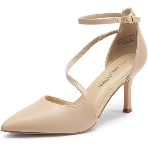 DREAM PAIRS Women's High Heels Strappy Pumps Closed Pointed Toe Stiletto Ankle Strap Party Dress Shoes