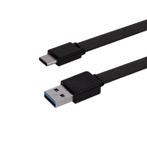 Monoprice Flat USB Type-C to Type-A 3.2 Gen1 Charge and Sync Cable - 5Gbps, 3 Amp Charging, Reversible Connector, Resists Tangling, Compatible with USB Type-C Devices, 6 Feet, Black