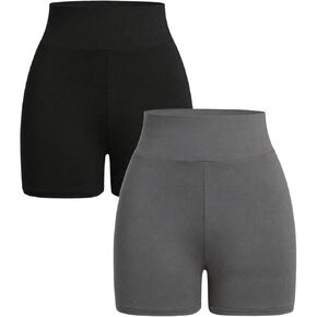 Floerns Women's Plus Size 2 Pcs Biker Shorts Athletic High Waist Running Shorts