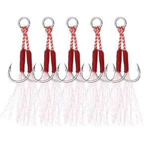 PATIKIL Double Fishing Assist Hooks Kit, Glow Jigging Hook Slow Fast Fall Jigs Fishing Hook for Vertical Jigging Lures