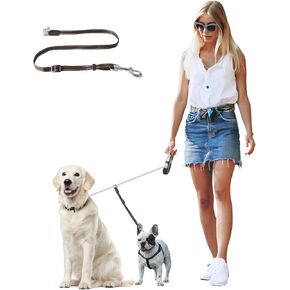 No Tangle Attachment【Compatible with All Retractable Leash】, All Adjustable Dual Dog for Large Medium Small Dog, Double Leash for Your Two Dogs, Black