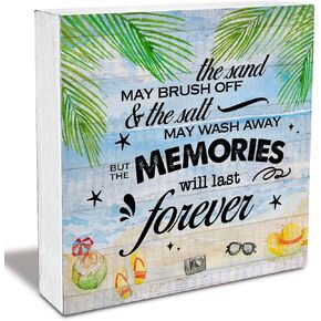 Rustic Beach Wood Box Sign the Sand May Brush off the Salt Wash Away Wooden Box Sign Colorful Home Beach House Desk Shelf Decor Beach Lover Gift (5 X 5 Inch)