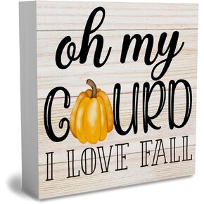 Cute Spooky Season Halloween Wooden Box Sign Cute Fall Sign Decor Farmhouse Decorative Wood Box Sign Block Plaque for Wall Desk Home Bathroom Decoration 5 x 5 Inches