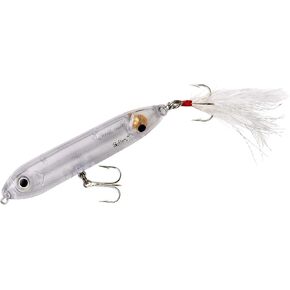 Heddon Super Spook Topwater Fishing Lure for Saltwater and Freshwater, Clear - Feather Dressed, Feather Super Spook Jr (1/2 oz)