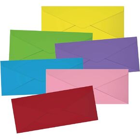 #10 Colored Envelopes - 120 Pack Color Business Envelopes, V-Flap Envelopes for Holiday, Office, Invoices, Letters, Mailings, Gummed Seal, 6 Assorted Colors, 4-1/8 x 9-1/2 Inches