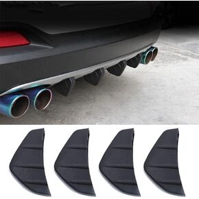 4 PCS Car Rear Bumper Lip Spoiler Universal Bumper Diffuser Shark Fins Pattern Black Auto -Crash Accessories