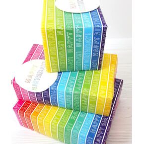 Abacus Cards Wrapping Paper 12370A"Rainbow Stripe" Gift Wrap Pack with 2 Sheets & 2 Tags, Plastic Free & Fully Recyclable, Multicoloured in Saudi Arabia