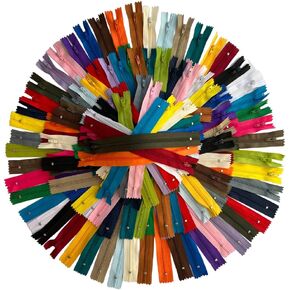 ZMCHNICY Zippers 75pcs 9 Inch 14 Inch and 20 Inch Mixed Nylon Coil Zippers Colorful Sewing Zippers for Tailor Sewing Crafts, 25 Assorted Colors