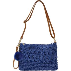 Straw Crossbody Bags Women Summer Woven Shoulder Purse Beach Wristlet Zipper