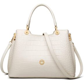 FOXLOVER Croc Grain Satchels Handbag for Women Top-Handle Bags Cowhide Leather with Crossbody Shoulder Strap